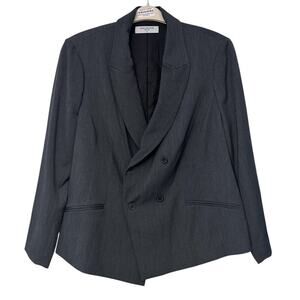 NWOT M.M Lafleur The Roxane Double Breasted Blazer Light Twill Charcoal Gray +2